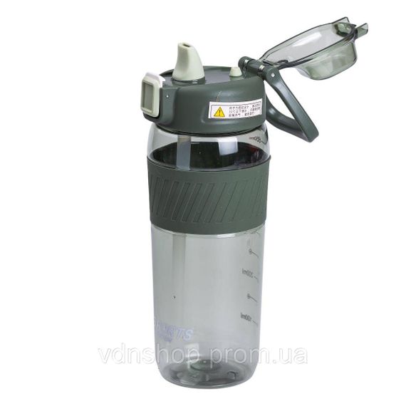 Бутылка для воды 600 мл бутылка в школу для тренировок с трубочкой и ручкой 22 см Зеленая HP-14-42GR | Зображення 2