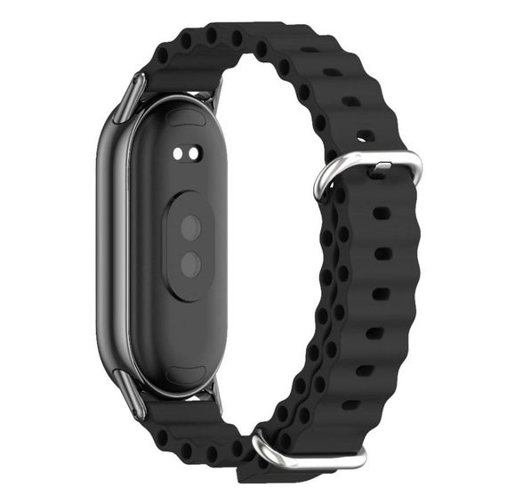 Силіконовий ремінець Mijobs Ocean для фітнес браслета Xiaomi Mi Smart Band 8 - Black | Зображення 1