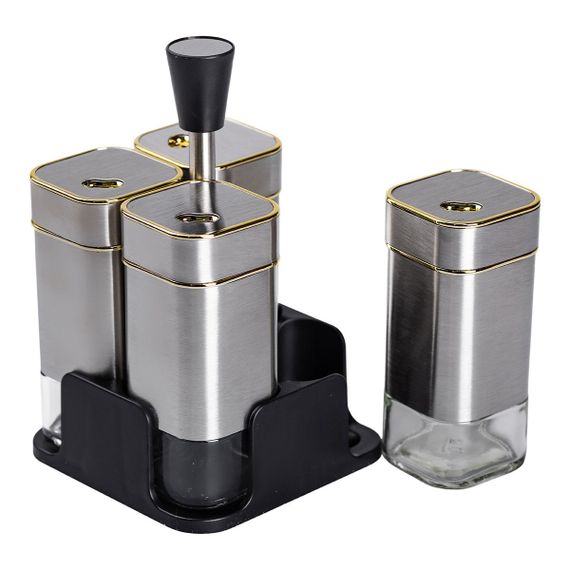 Набор емкостей для специй 4 шт на подставке 120 мл Хром HP-1318 | Зображення 3