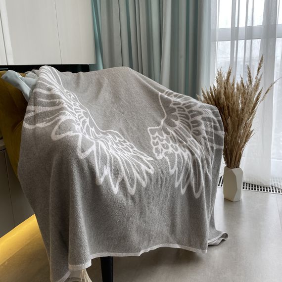 Плед SoundSleep Wings бавовняний 140х200 см сірий (653590756101) | Зображення 3