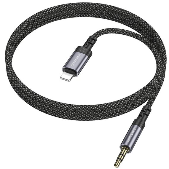 Аудіо кабель Aux Borofone BL24 Graceful (Lightning to AUX 3.5mm) (1m) Metal grey | Зображення 6