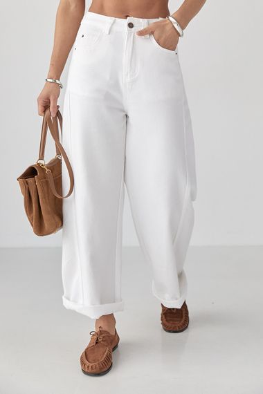 Жіночі білі джинси Palazzo - білий цвет, M (є розміри) | Зображення 4