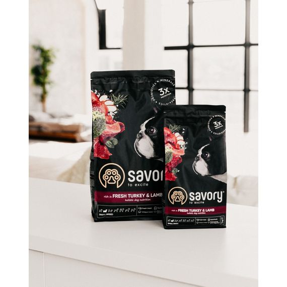 Корм сухий Savory Small Breed rich in Fresh Turkey and Lamb для дорослих собак малих порід зі свіжим ягням та індичкою 1 кг | Зображення 4