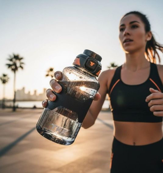 Спортивная бутылка TKK 1500 мл (1.5 л) - Черный Tritan BPA-free, ударопрочная эко-бутылка с антискользящим покрытием и кнопкой | Зображення 9