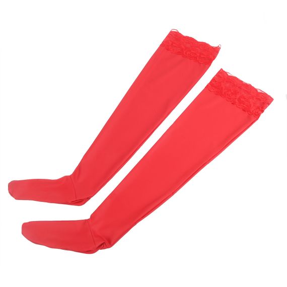 Чулки эластичные Star Night с кружевной коронкой, красные, XS-L Sex Aura | Зображення 3