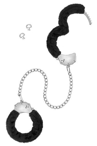 Поножі Fetish Tentation Adjustable metal and fur ankle cuffs Чорні One Size | Зображення 1
