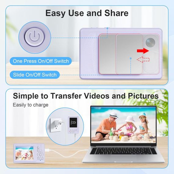 Цифровая камера 4K - 48 МП UHD с автофокусом, ЖК-экраном 2,83", 18x зумом и стабилизацией изображения (фиолето | Зображення 5
