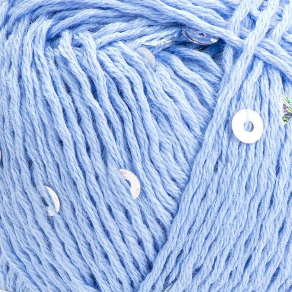 Yarnart COTTON GOLD PAILLETTES № 7110 блакитний Котон Голд Пайетка Пряжа бавовна з паєткою, нитки для в'язання | Зображення 1