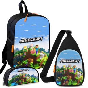 Набор Minecraft герои 3 в 1: детский рюкзак + сумка-слинг + пенал, для мальчика и девочки 7–9 лет (6155)