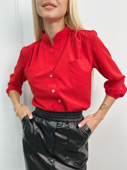 Женская легкая блуза из софта с рукавами на резинке GF4300 цвет красный, размер 46/48