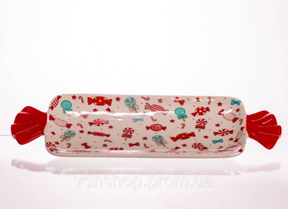 Блюдо сервировочное Merry Christmas 35×12.5 (см) прямоугольное с ручками из фарфора CR-1-29 | Зображення 2