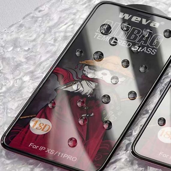 Захисне 2.5D скло Weva AirBag (тех.пак) для Apple iPhone 11 Pro / X / XS (5.8") Чорний | Зображення 1