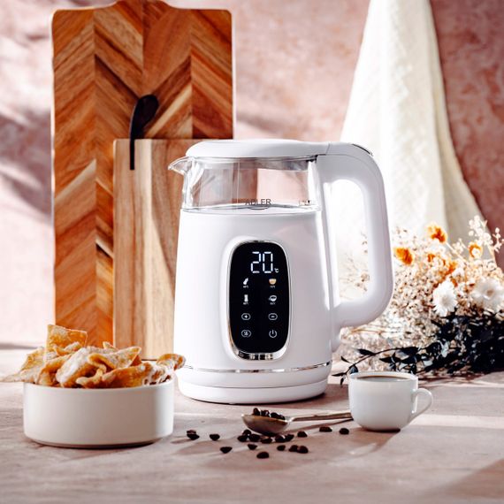 Електрочайник cкляний Adler AD 1305 білий/сріблястий 1,7 л, 2200 Вт, з регулюванням температури | Зображення 6