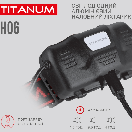 Ліхтарик LED налобний 800Lm 6500К 18650 чорний TLF-H06 Titanum | Зображення 7