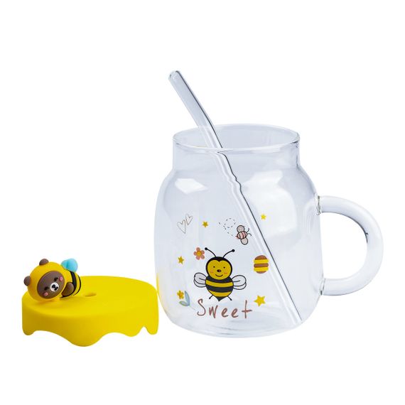 Чашка скляна 500 мл із силіконовою кришкою та трубочкою HP7212 | Зображення 1