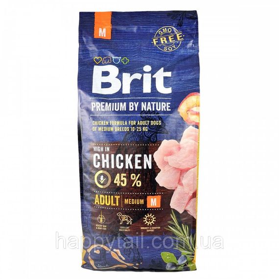 Корм Brit Premium by Nature Adult M для взрослых собак средних пород, курица, 15 кг | Зображення 6