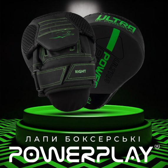 Лапи боксерські Паверплей 3044 Pro Carbon Ultra Series Чорно-Зеленіі PU [пара] | Зображення 5