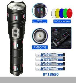 Ліхтар NIGHT VISION FLUORESCENCE XPRO AK177-1, білий лазер, LED, power bank, 4×18650, індикація заряду, ЗУ Type-C, zoom, 5 фільтрів (47153-177-1_1117)