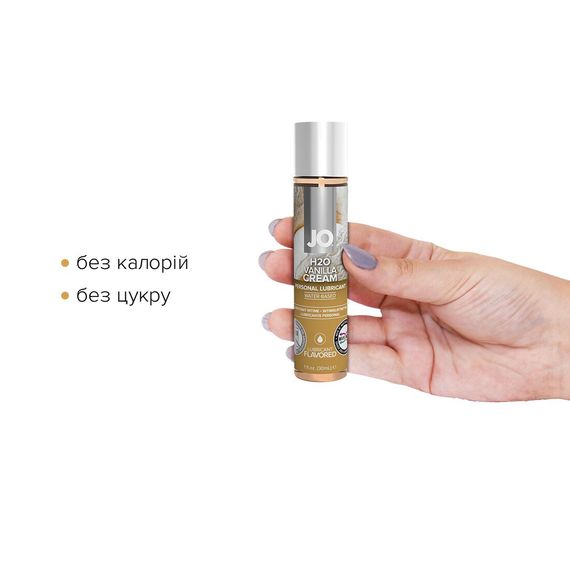 Змазка на водній основі JO H2O — Vanilla Cream (30 мл) без цукру, рослинний гліцерин | Зображення 1