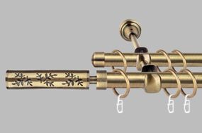 Карниз для штор дворядний металевий 19 мм, Флора (комплект) 160 див.