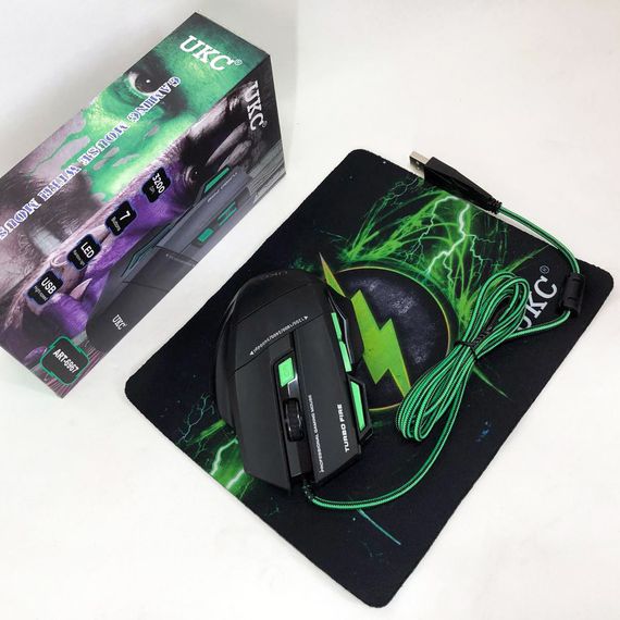 Мышка проводная игровая UKC 6967 OE-478 с ковриком | Зображення 7