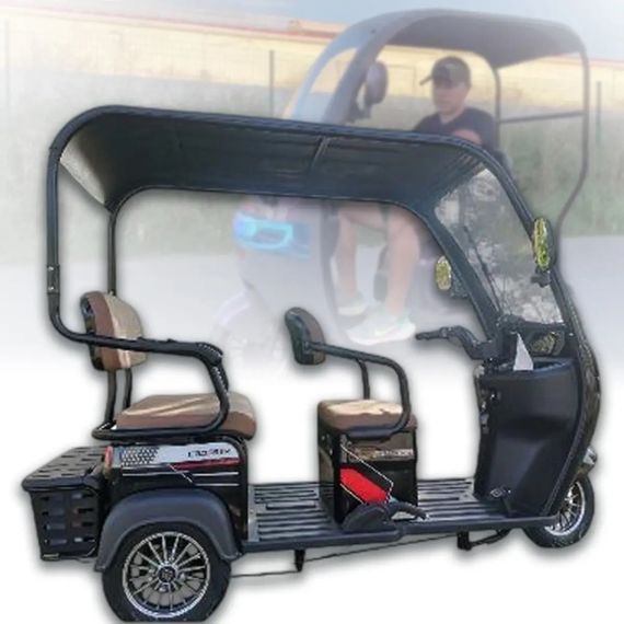 Електротрайк Crosser TR-7 1000W 72V 24Ah, 3 місця, до 60 км, з дахом і кофром, триколісний електроскутер Чорний | Зображення 6