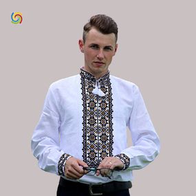 Рубашка Украинская вышиванка 566 цвет серый размер L/XL