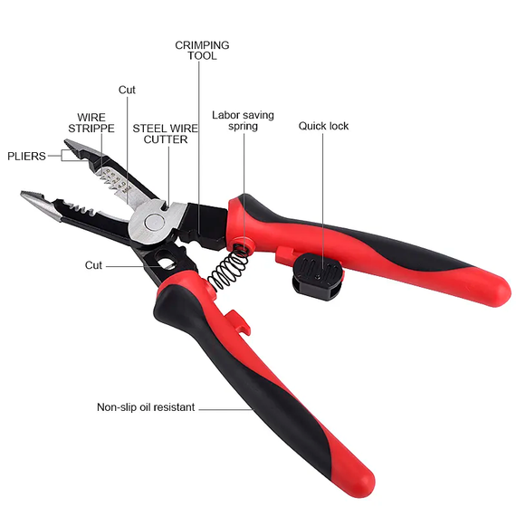 Інструмент для зачистки кабелю JCD Wire Stripper мультифункціональний Червоний (sv2728) | Зображення 4