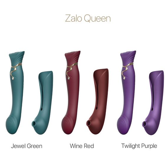 Смартвібратор 3в1 Zalo — Queen Jewel Green, пульсівна перлина та вакуум, кристал Swarovski | Зображення 8
