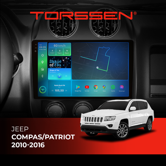 Штатна магнітола Torssen 2K Jeep Compas/Patriot 10-16 F108256 4G Carplay DSP