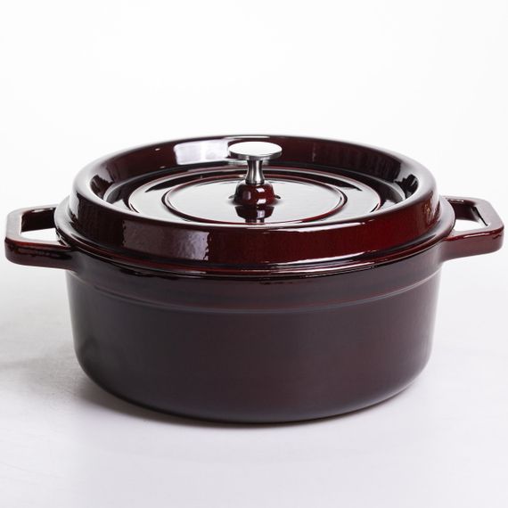 Кокотниця чавунна емальована 6 л, бургунді Yiwu HP-FLG-12 burgundy
