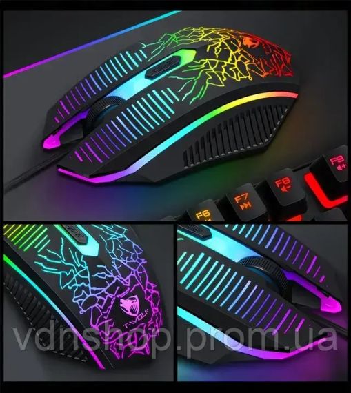 Ігровий комплект клавіатура та миша навушники килимок 4в1 Linmoni TF-400 Kit з RGB підсвічуванням для геймерів | Зображення 3