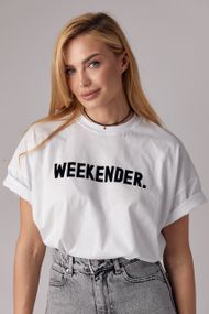 Трикотажная футболка с надписью Weekender - белый с черным цвет, S (есть размеры)