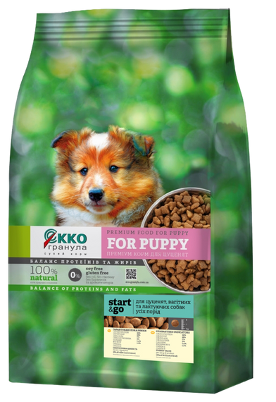 Сухий корм Екко гранула преміум для цуценят, вагітних та годуючих з куркою, чотирилисник 5кг