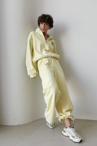 Теплий костюм з прямими штанами та світшотом на блискавці - лимонний цвет, ONE SIZE (є розміри)