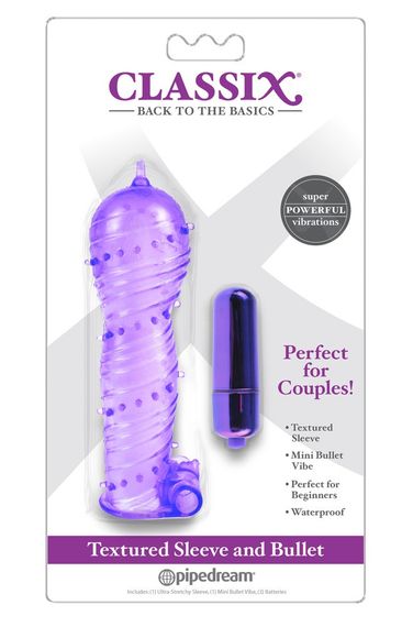 Насадка для члена рельєфна Pipedream з віброкулею, фіолетова sexstyle | Зображення 1