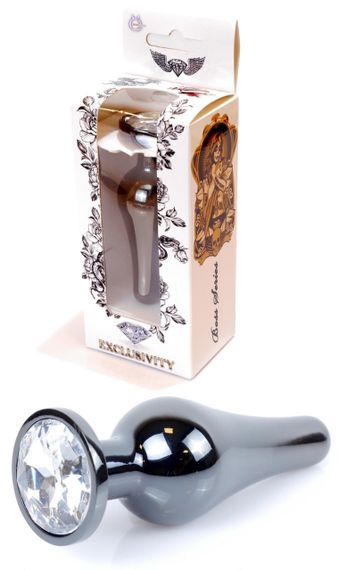 Анальний затор Boss Series - Jewellery Dark Silver BUTT PLUG Clear, BS6400057 Sex Aura