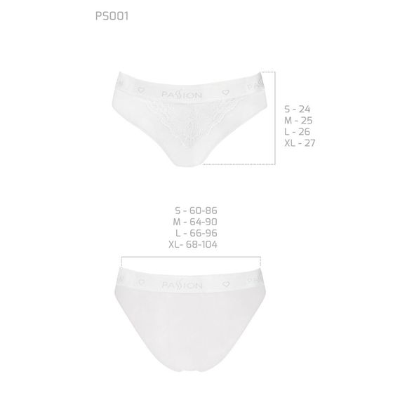 Трусики с широкой резинкой и кружевом Passion PS001 PANTIES L, white | Зображення 4