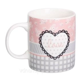 Чашка порцелянова 400 (мл) чашка для кави та чаю з написом та серцем Lugi RX-N240143GRE