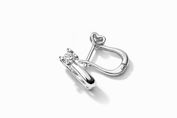 Серьги из белого золота с фианитами S-0359 | Зображення 1
