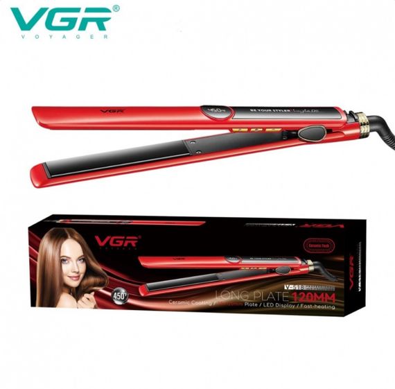 Випрямляч для волосся VGR V-518 RED, керамічне покриття, температура від 100 °C до 230 °C, LED display, 40 Вт (46262-518_367) | Зображення 2