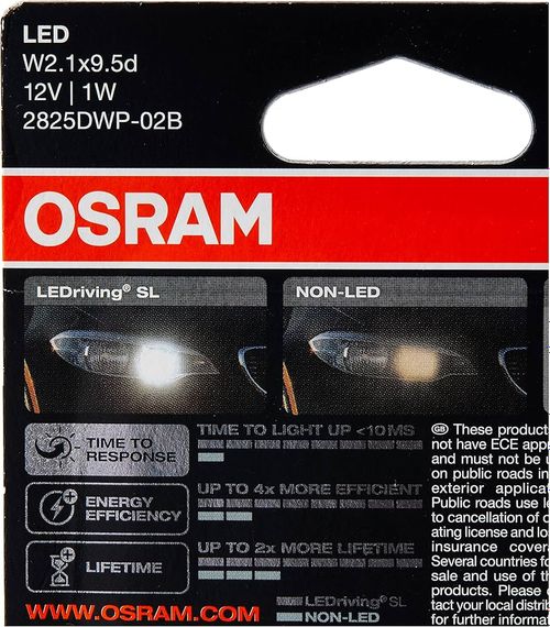Лампа OSRAM W5W 12V 1W W2.1X9.5D LEDrivin 2825DWP-2BL