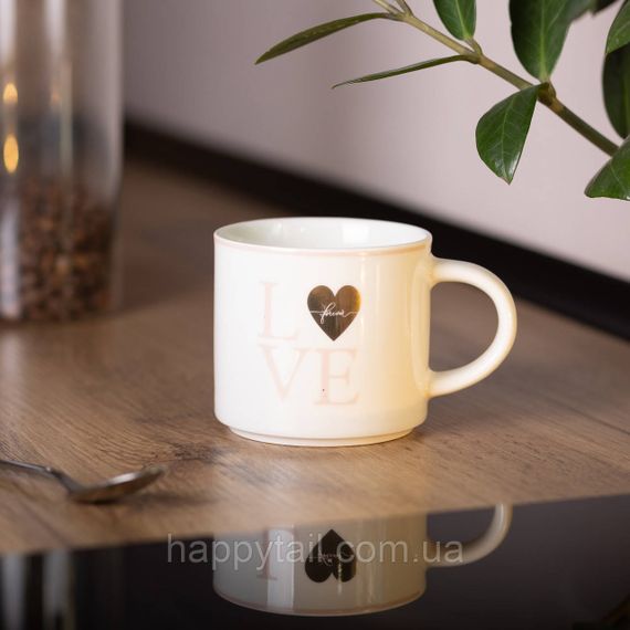 Чашка фарфоровая 350 (мл) для кофе и чая Love Белая RX-N240126WL | Зображення 3