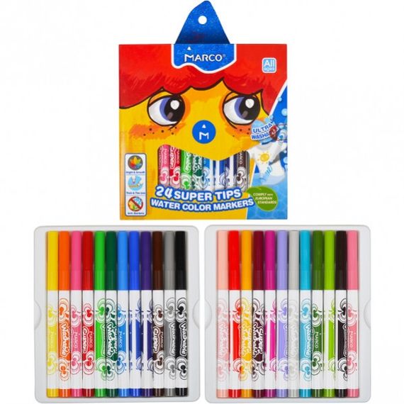 Фломастеры Marco Super Washable Jumbo 24 цвета (1632-24CB) | детские тонкие водные фломастеры Super Washable | | Зображення 1