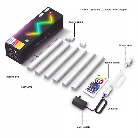 Настінний світильник Lines SAL-013B Bluetooth USB interface with app (6+2 pcs) | Зображення 2