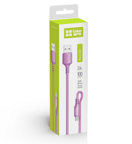 Кабель USB MicroUSB ColorWay CW-CBUM044-PU 2,4A 1м фиолетовый