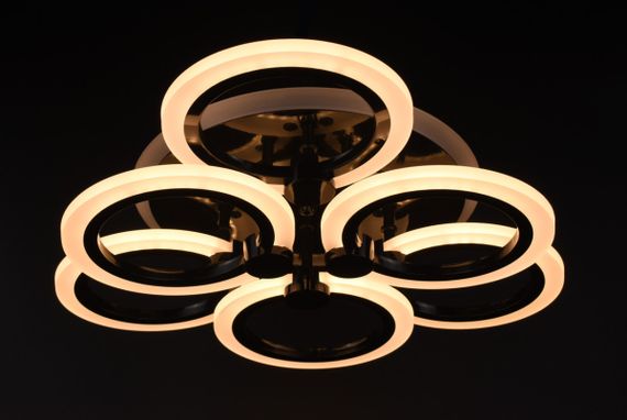 Люстра світлодіодна стельова LED світильник для квартири на стелю лед з пультом 26118 Чорний 11х47х47 см. | Зображення 2