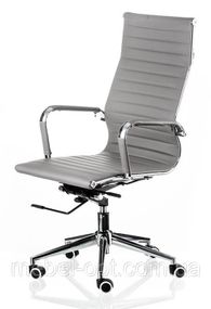 Кресло Solano artlеath серое, реплика кресла Eames Style HB Ribbed Office Chair EA 119
