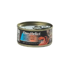 Консерви AnimAll Duo Delice для котів, паштет з тунця та шматочками краба, 80 г