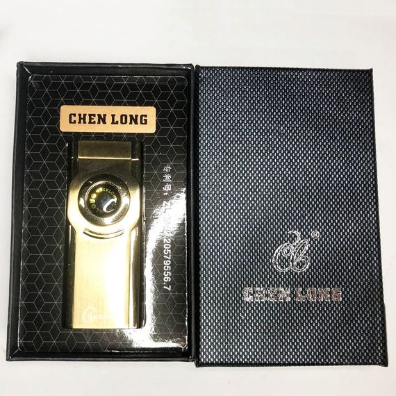 Турбо запальничка CHEN LONG у подарунковій упаковці, включається поворотом коліщатка. Колір: золотий | Зображення 5